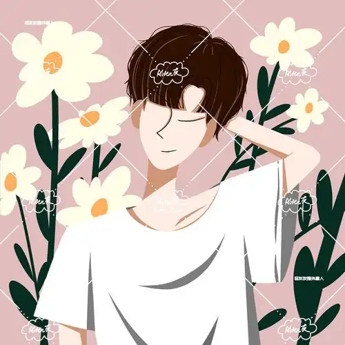 几何抽象风平面头像男