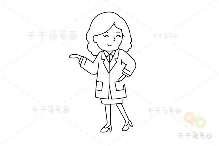 漂亮的女医生简笔画图片