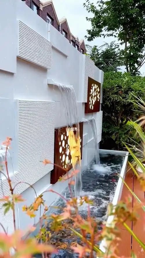 水景现代简约大气流水背景庭院花园水幕墙别墅阳台装饰水景#水幕墙