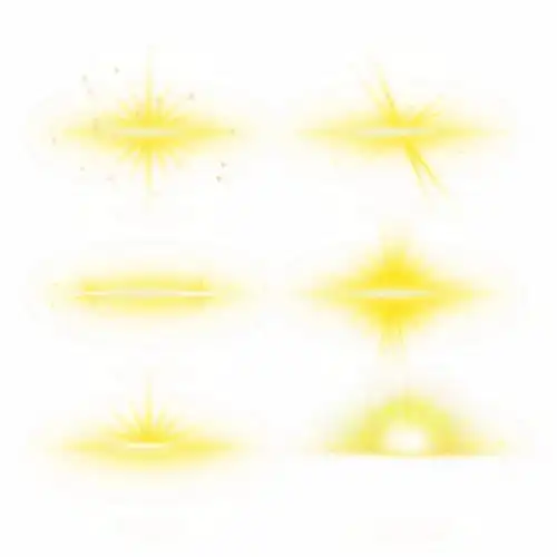 6款黄色光芒效果发光感光效果装饰295721psd免抠图片素材