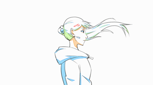 一卡菜菜的头发飘动练习.