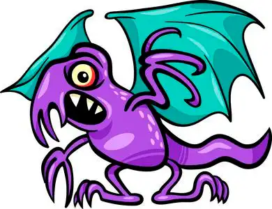 这里怪恐怖的蛇怪怪物卡通插图照片