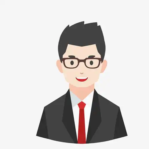 黑色西装卡通微笑男生半身像