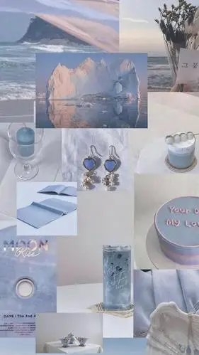 ins超火蓝色系仙气潮流拼贴,高清图片,手机锁屏桌面-壁纸族