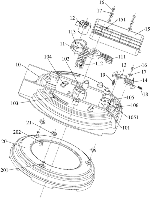 提供了一种电压力锅的开盖装置,包括:内盖,所述内盖上安装有连动滑块