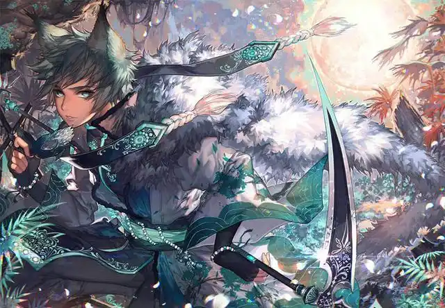 动漫人物插画,色调高级,人物造型细节丰富充满张力