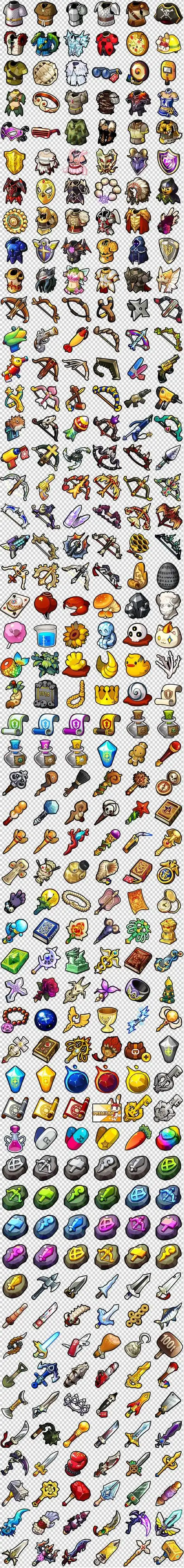 q版可爱日韩风格 装备 道具 武器 icon图标 手游游戏素材