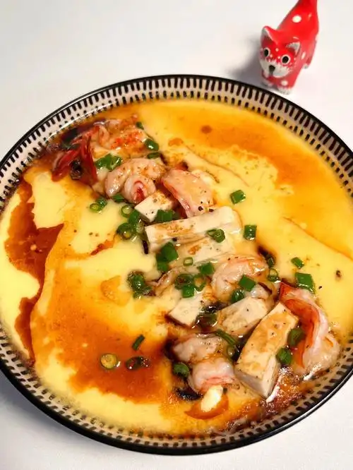 一人食虾仁豆腐蒸蛋低卡蒸蛋简单好吃