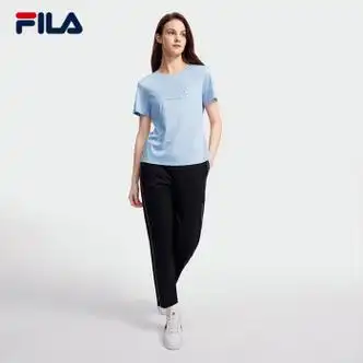 斐乐fila女子短袖t恤2023夏新款莫代尔休闲圆领运动针织上衣蔚浅蓝lb1