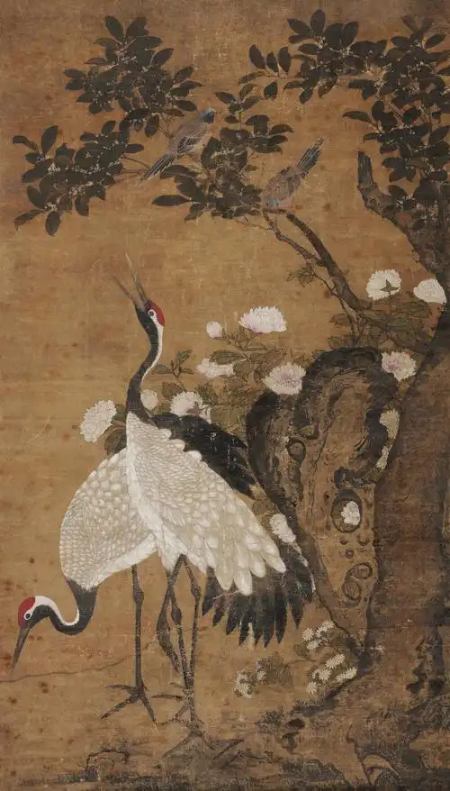 5168 双鹤绶带图 立轴 设色纸本