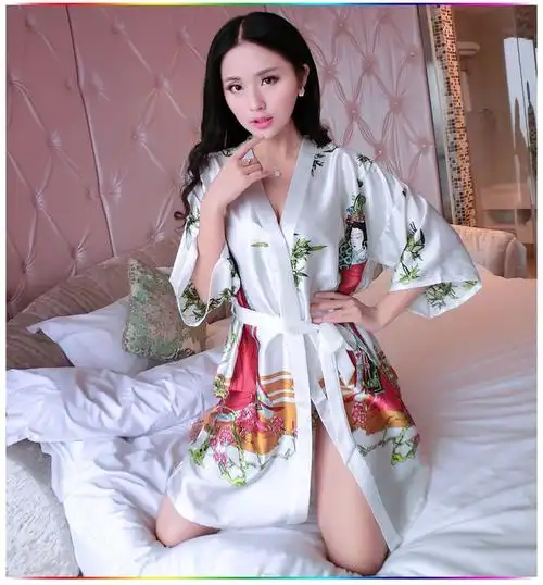 金怡楠夏天睡衣女春秋性感睡袍薄红色结婚晨袍纺杨柳美女雅黄色m单件