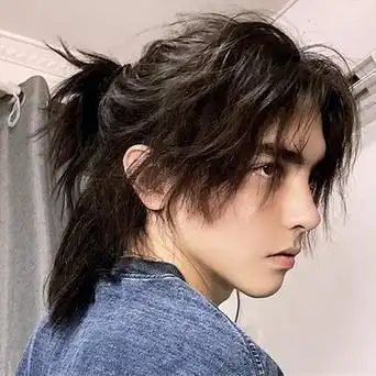 厂家货源假发男女通用帅气武士头仿真直发网红同款狼尾鲻鱼头发套