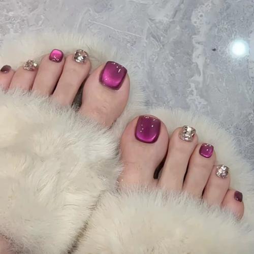 夏季爆闪脚趾甲穿戴甲显白高级感脚甲贴片可拆卸反复使用美甲贴片