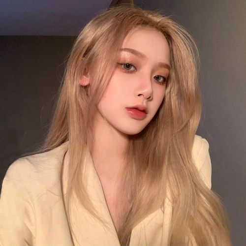 中分假发女长发网红主播女团rose同款米白金色长直发自然全头套式