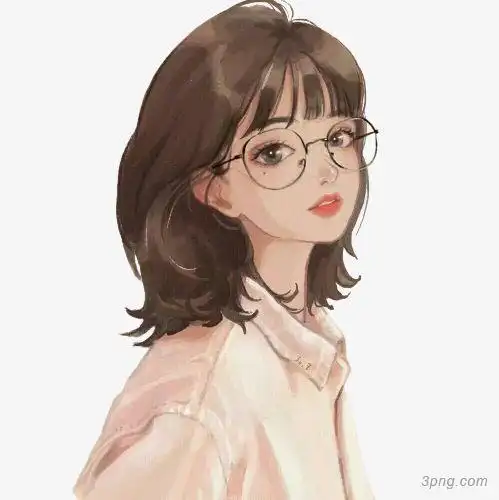 戴着眼镜的卡通女孩