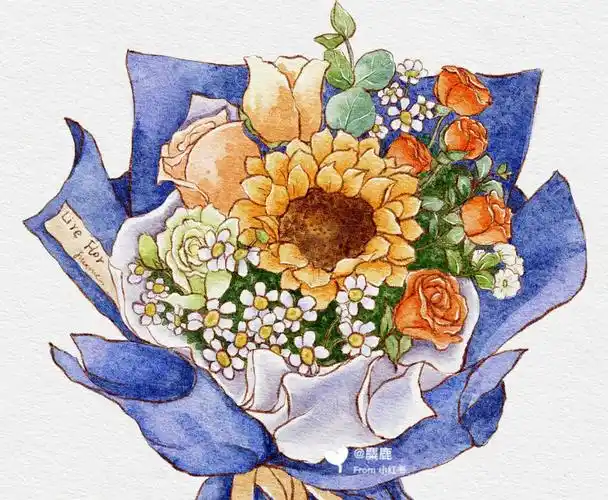 一束鲜花附带线稿