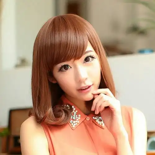 内扣 中长发 斜刘海