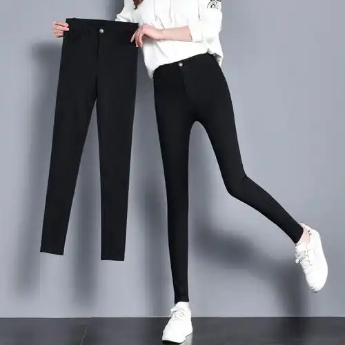 南极人黑色高腰打底裤长裤外穿女显瘦春秋薄款铅笔裤修身韩版小脚
