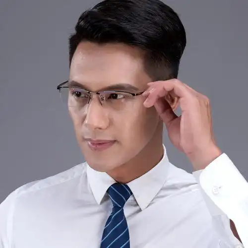 超轻纯钛眼镜架男半框眉线商务全框眼镜框配近视成品防蓝光护目潮