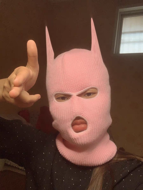 针织棉帽毛线帽搞怪防风全脸防寒土匪帽劫匪悍匪头套沙雕咖啡色5460cm