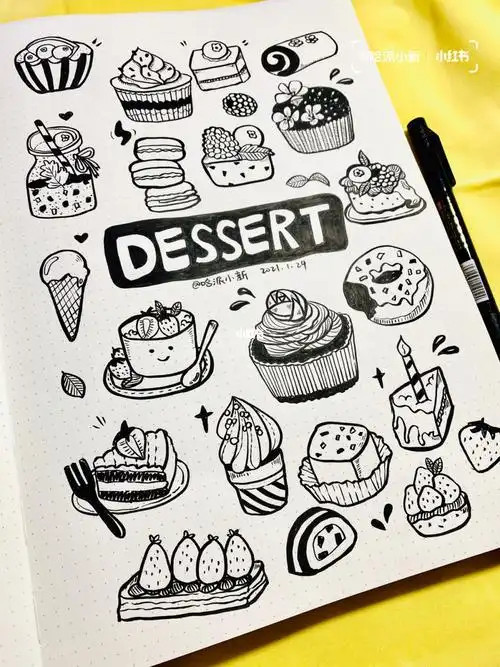 甜点简笔画素材爱