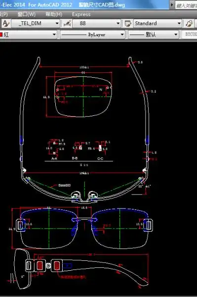 谁有用cad画眼镜的图, 最好有图片步骤.