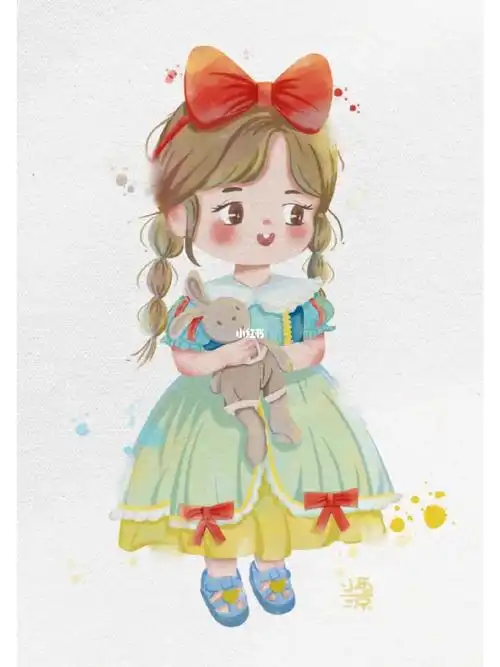 白雪公主水彩风插画