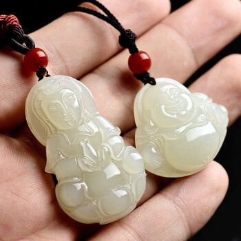周大生新疆和田玉观音玉佛吊坠男士女款情侣白玉菩萨玉石项送妈妈