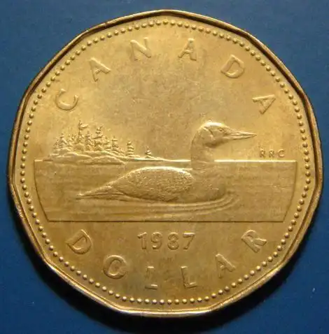 这是加拿大流通的1加元硬币.