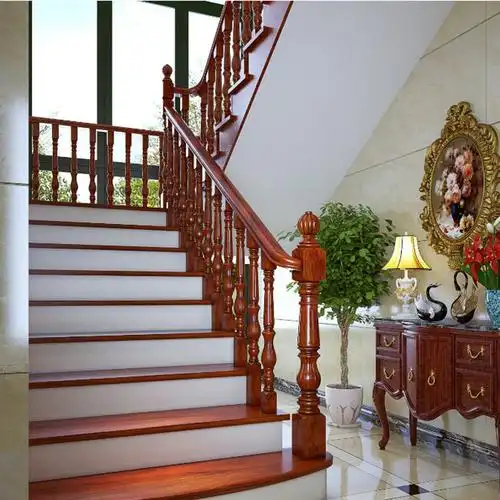 厂家直销木楼梯踏步板实木家用梯复式实木阁楼楼梯转角整体楼梯