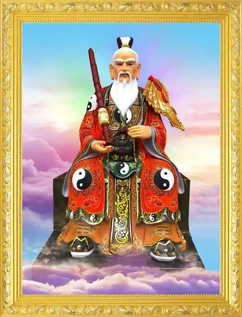 尤柯宝 适用姜太公神像大款姜太公姜子牙神像画像挂像挂画贴画神仙画
