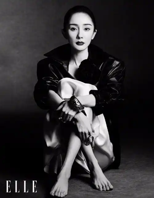 杨幂elle十二月刊封面释出 御姐黑白质感大片