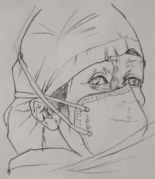 致敬最美逆行者——白衣战士(京山市美术黎教师速写)