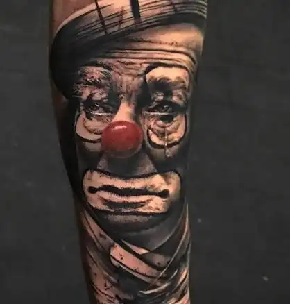 欧美风格的一组写实红鼻子小丑肖像纹身图案