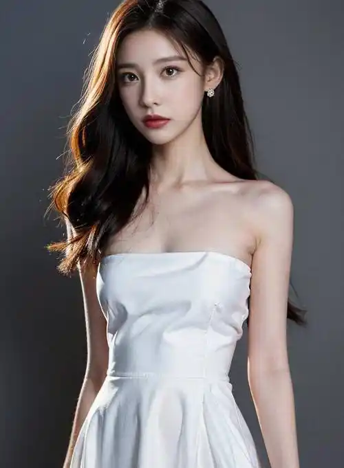 美女壁纸,美丽的网红小姐姐穿着白色抹胸连衣裙真是清新脱俗_灰色_好