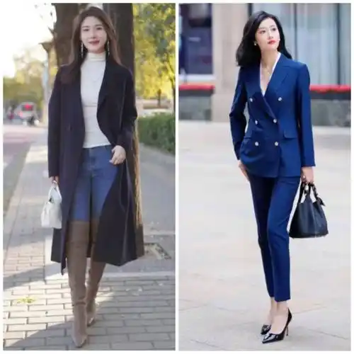 藏青色搭配这10种颜色既显白又气质,秋冬穿出高级感_look_大衣_黑色