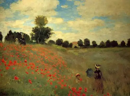 野罂粟花,附近阿让特伊, 油画 通过 claude monet (1840-1926, france