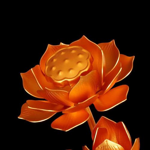 供佛莲花佛前彩绘寺庙仿真荷花花瓶鎏金金莲花荷花灯