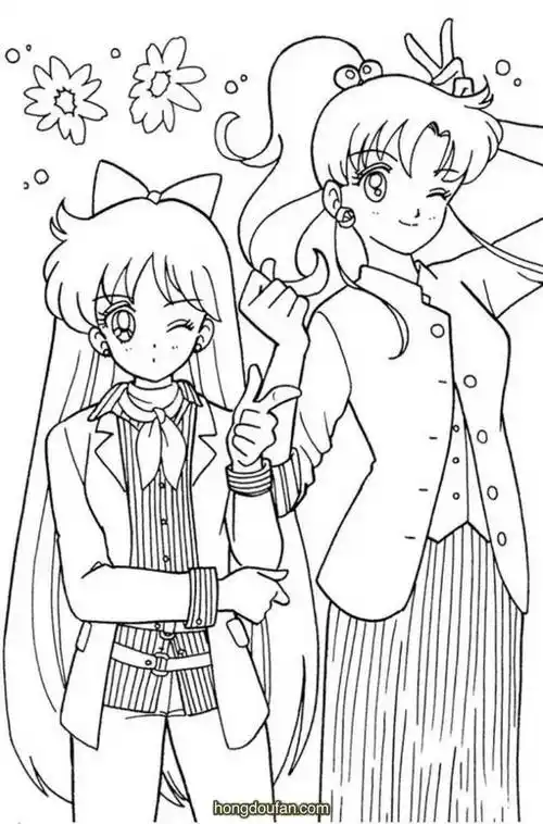 6张美少女月野兔卡通涂色图片下载-红豆饭小学生简笔画大全