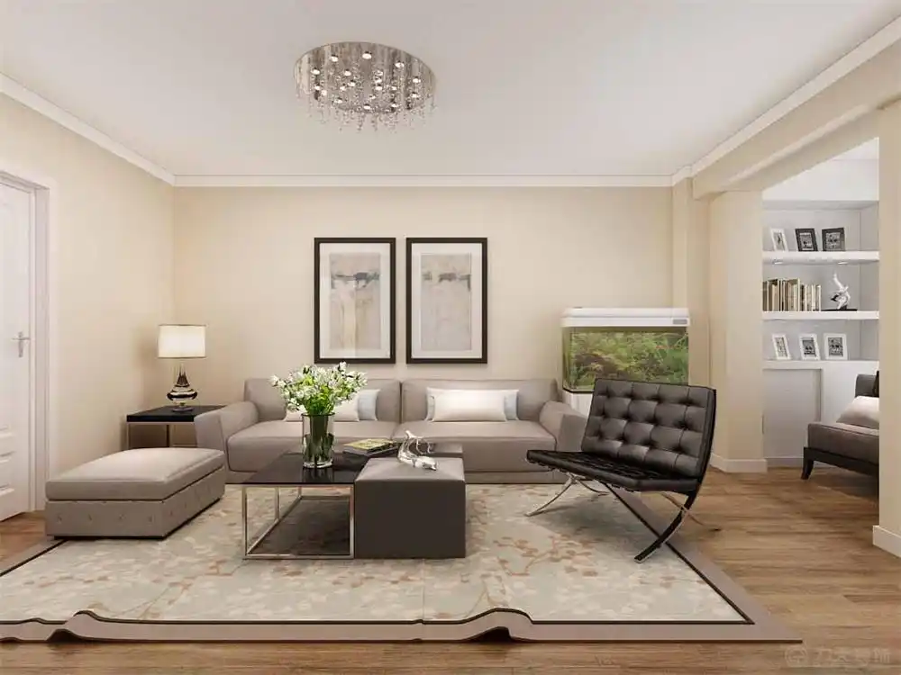 整体墙面为带颜色的乳胶漆,应要求门,踢脚线都采用混油,地面都为地板