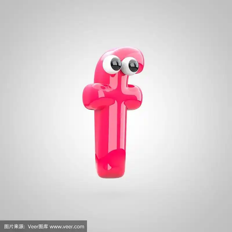 有趣的粉红色字母f小写有眼睛