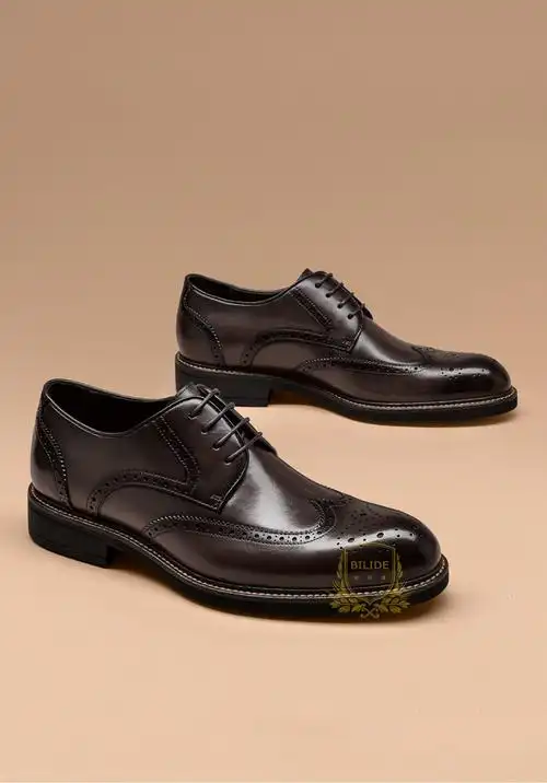 彼利德bilide轻奢品牌皮鞋男新品时尚休闲男士皮鞋男鞋英伦布洛克真皮