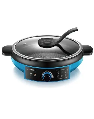 利仁 蓝色陶瓷釉涂层多功能电煎锅 煎烤盘