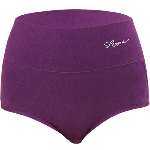 浪莎女士内裤4条包装100全棉高腰三角性感纯棉收腹提臀大码裤头