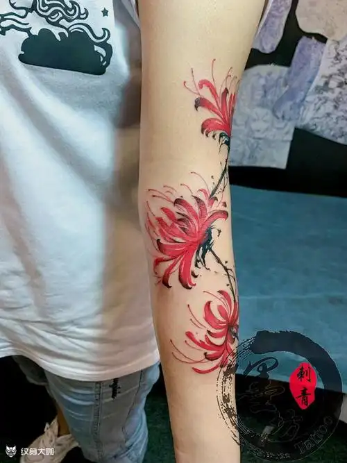 彼岸花_纹身图案手稿图片_刚子的纹身作品集