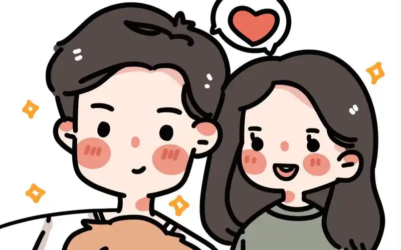 情侣简笔画绘画过程