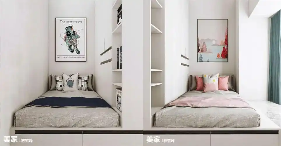 这样一来,一面隔断柜瞬间将一房变两房,儿子女儿都各自有了私密诉眠