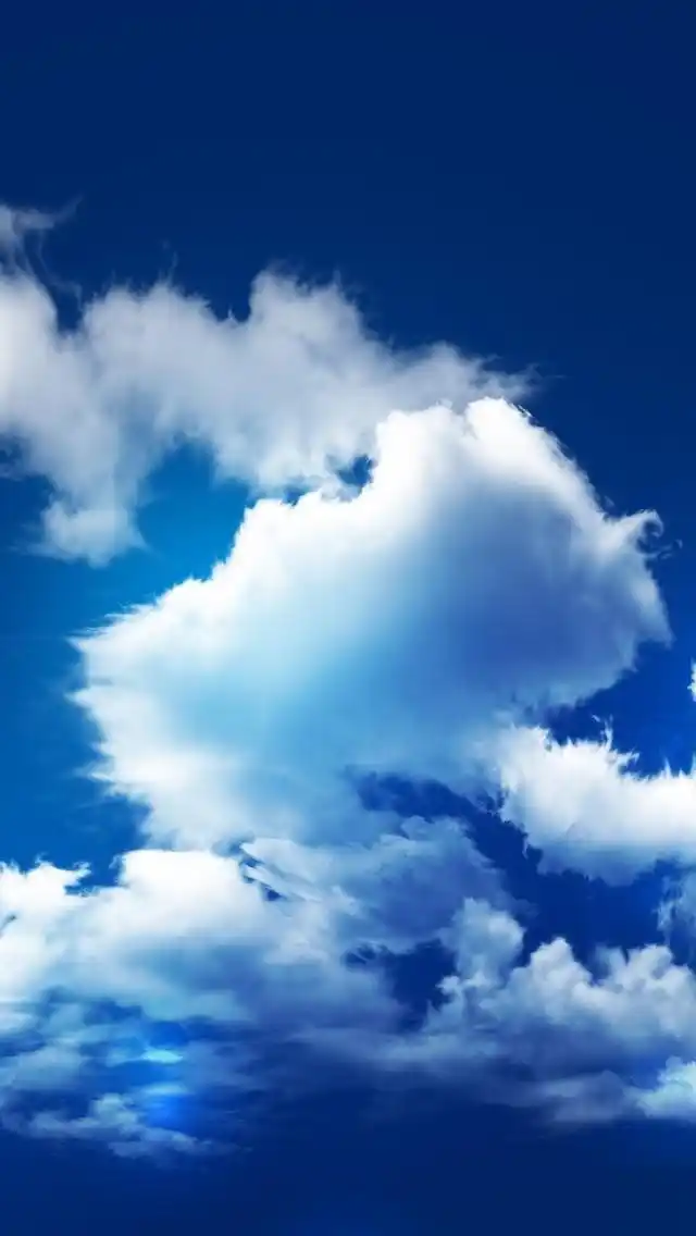 这款纯净蔚蓝天空手机壁纸中,是纯净唯美的蔚蓝色天空壁纸,有洁白的