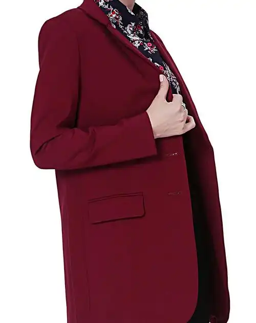女士新款时尚西装酒红色