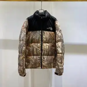 tnf北面1996秋冬新款男女款落叶花纹宽松加厚美版白鸭绒羽绒外套